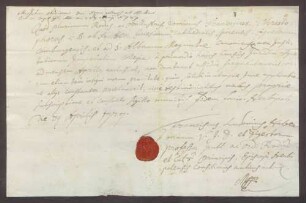 Zeugnisse über Studien des Franz Christoph von Hutten zum Stolzenberg zu Würzburg und Rom.