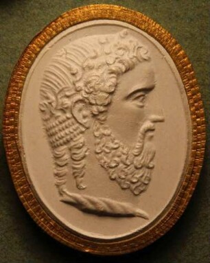 Profilkopf des indischen Bacchus mit einem Kranz aus Eichenlaub (Daktyliothek, Erstes Mythologisches Tausend)