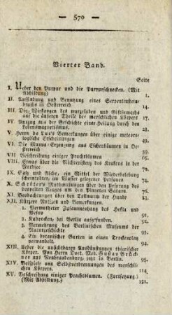 Inhalt des zweiten Jahrganges oder des dritten und vierten Bandes von Flörke's Repertorium des Neuesten und Wissenswürdigsten aus der gesammten Naturkunde. Vierter Band
