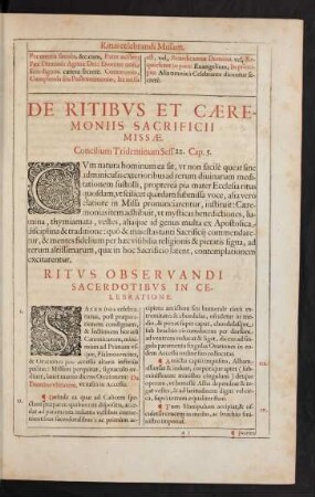 De Ritibus Et Caeremoniis Sacrificii Missae.