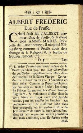 Albert Frederic Duc de Prusse. - Joach. Frederic Marggrave & Elect. de Brandenb.