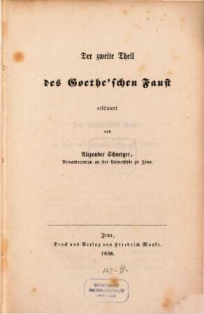 Der zweite Theil des Goethe'schen Faust