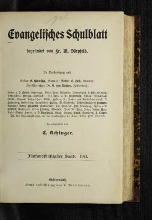 55: Evangelisches Schulblatt - 55.1911