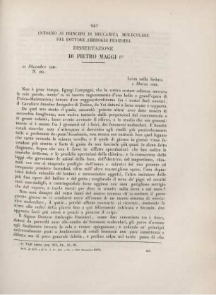 Intorno ai principii di meccanica molecolare del Dottore Ambrogio Fusinieri. Dissertazione di Pietro Maggi.