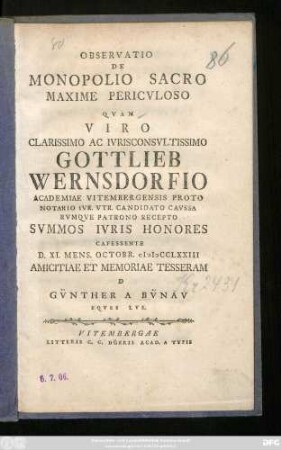 Observatio De Monopolio Sacro Maxime Pericvloso