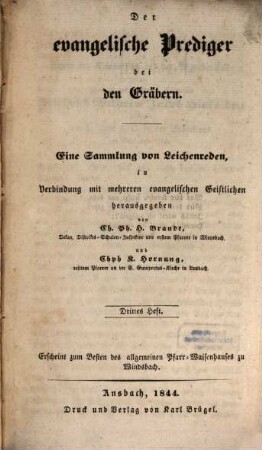 Der evangelische Prediger bei den Gräbern : practisches Handbuch. 3