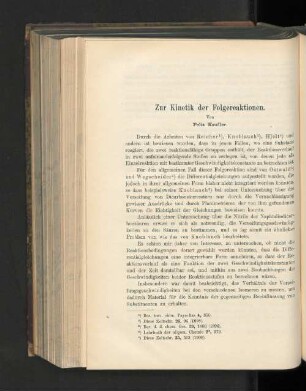 Zur Kinetik der Folgereaktionen