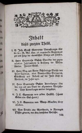 Inhalt dieses zweyten Theils.