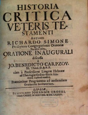 Historia Critica Veteris Testamenti