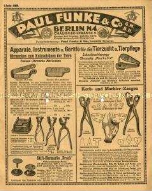 Apparate, Instrumente und Geräte für die Tierzucht und Tierpflege