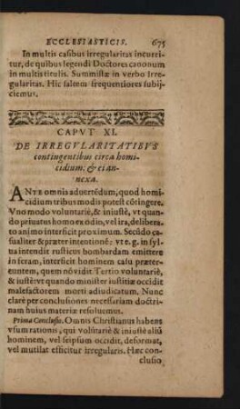 Caput XI. De Irregularitatibus contingentibus circa ...