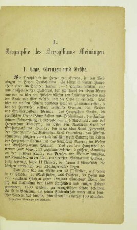 I. Geographie des Herzogthums Meiningen