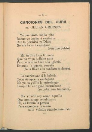 Canciones del cura en "Julian Gimenez"