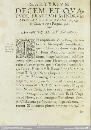 Martyrium Decem et Quatuor Fratrum Minorum Regularis Observantiae, Qui in Civitate nova Pragensi passi sunt