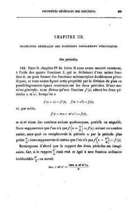CHAPITRE III. - Propriétés générales des fonctions doublement périodiques.