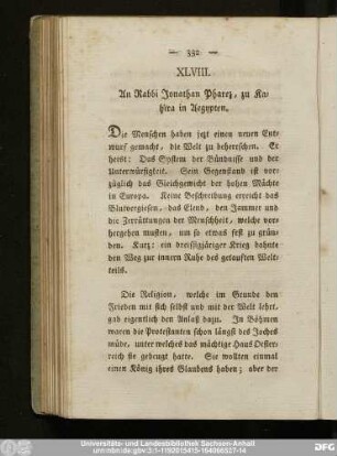 XLVIII. An Rabbi Jonathan Pharez, zu Kahira in Aegypten.