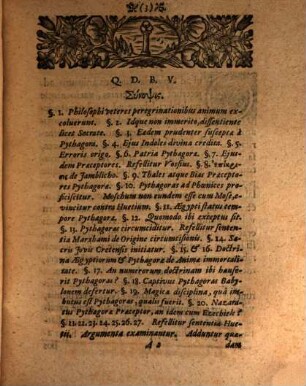 Dissertatio Historica De Peregrinationibvs Pythagorae