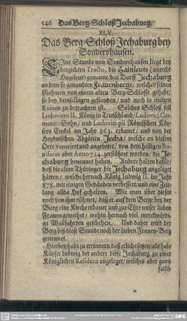 XLV. das Berg-Schloß Jechaburg bey Sondershausen