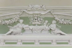 Stuckdecke des Grünen Saals — Allegorien der Künste — Allegorien der Malerei und der Skulptur
