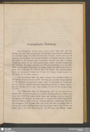 Orographische Einleitung