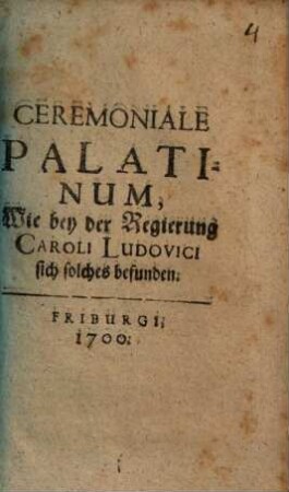 Ceremoniale Palatinum