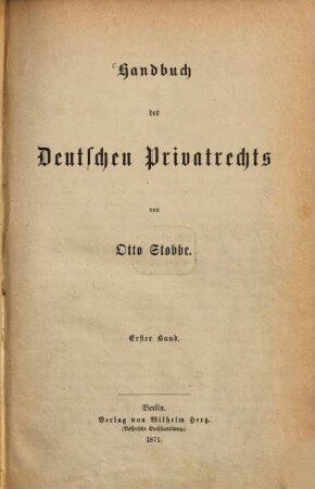 Handbuch des deutschen Privatrechts, 1