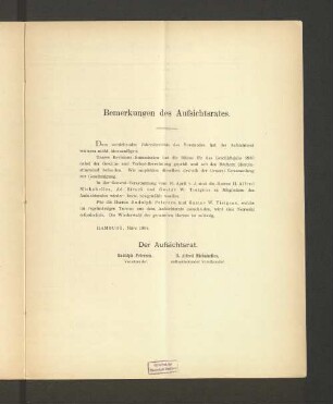 Bemerkungen des Aufsichtsrates.