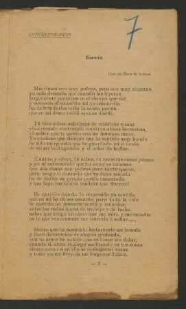 Envío : Con un libro de versos.