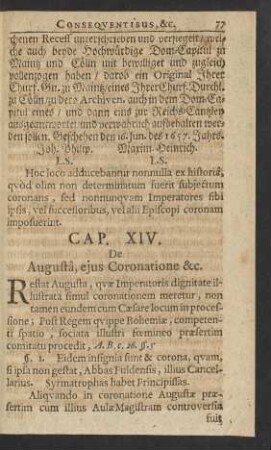 Cap. XIV. De Augusta, ejus Coronatione &c.