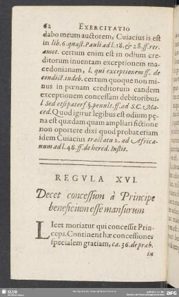 Regula XVI. Decet concessum a Principe beneficium esse mansurum