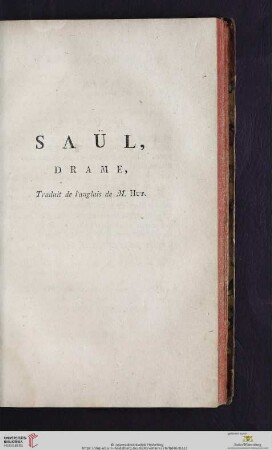 Saül, drame, traduit de l'anglais de M. Hut