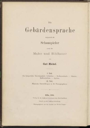 T. 1: Die Gebärdensprache dargestellt als Übungen in Verbindung mit der Wortsprache