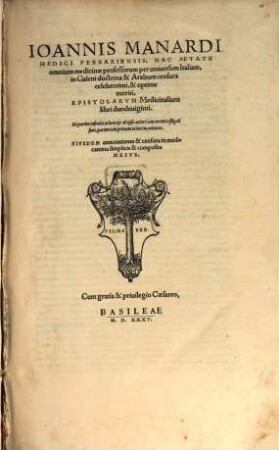 Epistolarum medicinalium Libri XVIII