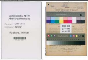 Entnazifizierung Wilhelm Puiskens , geb. 26.01.1903 (Maurerpolier)