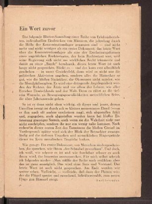 Ein Wort zuvor