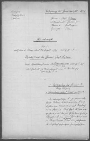 Großsüßen mit Kleinsüßen und Donzdorf: Pfarrbericht 1929