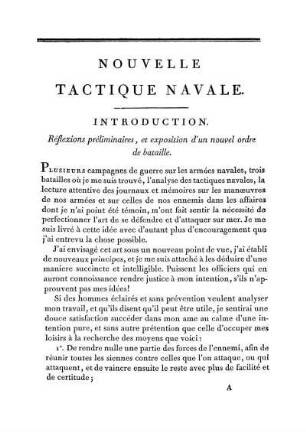 Introduction. Réflexions préliminaires, et exposition d'un nouvel ordre de bataille