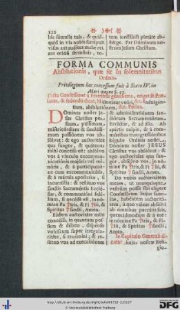 Forma Communis Absolutionis, quae fit in solemnitatibus Ordinis.