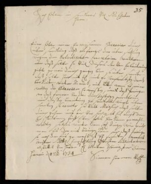 Briefe von Simon Herman Vehtz an Johann Friedrich von Uffenbach, Hanau, 11.10.1734 - 25.1.1735