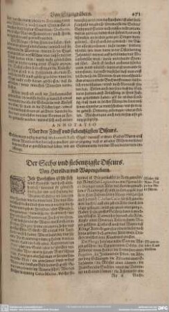 Der Sechs und siebentzigste Discurs. Von Herolden und Wapengebern.