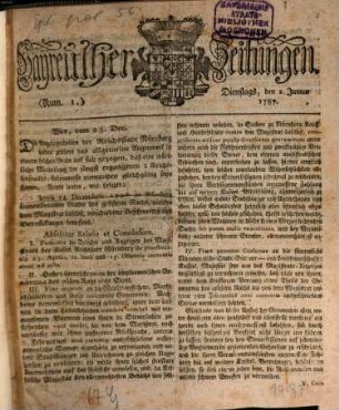 Bayreuther Zeitung. 1787, 1787
