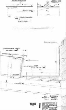 Enzberg: Empfangsgebäude Überdachung Rinnendetail (Wellblechbefestigung)