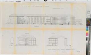 Emsdetten (Emsdetten) Entwurf für ein Progymnasium Fassade und Ansichten 1957 1 : 100 75 x 115 Pause Geisberg, Architekt, Münster Prov. Schulkollegium Nr. 10277