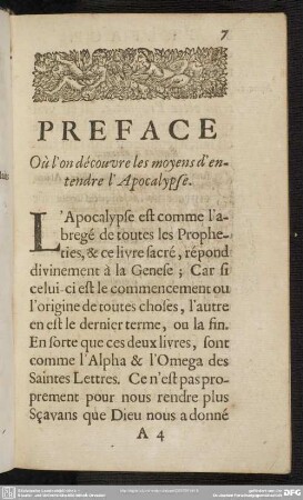 Preface Où l´on dècouvre les moyens déntendre l´Apocalypse