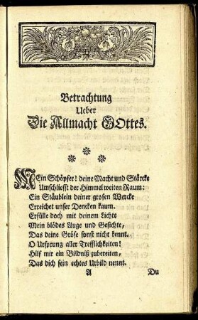 Betrachtung ueber die Allmacht Gottes.