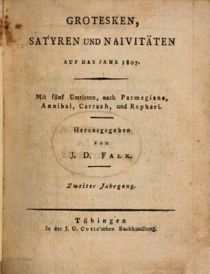 Grotesken, Satyren und Naivitäten auf das Jahr 1807 : Mit 5 Umrissen