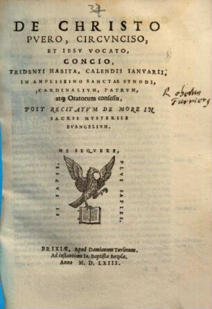De Christo puero circunciso et Jesu vocato Concio