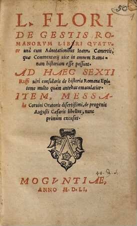 L. Flori De gestis Romanorum liberi quatuor