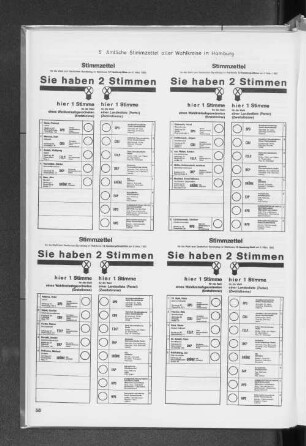 5 Amtliche Stimmzettel aller Wahlkreise in Hamburg