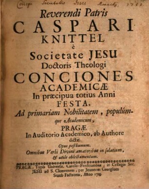 Conciones Dominicales academiae : Pars hyem-aestivalis